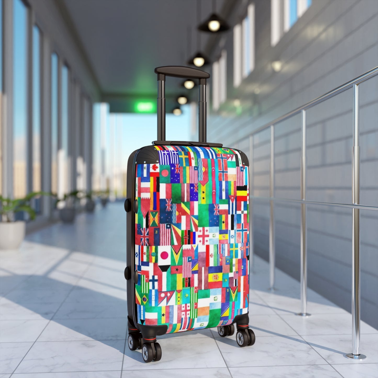 Suitcase with international flags