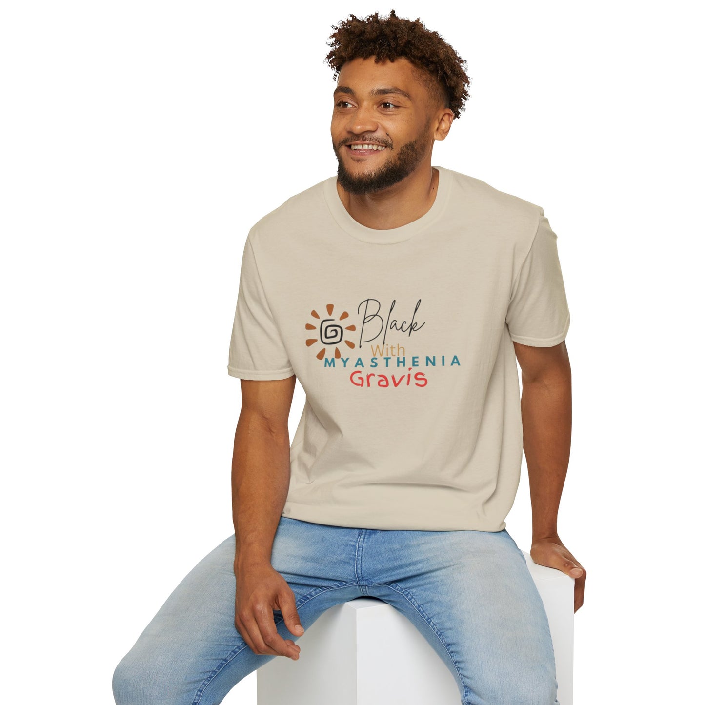 Black with Myasthenia Gravis Softstyle T-Shirt