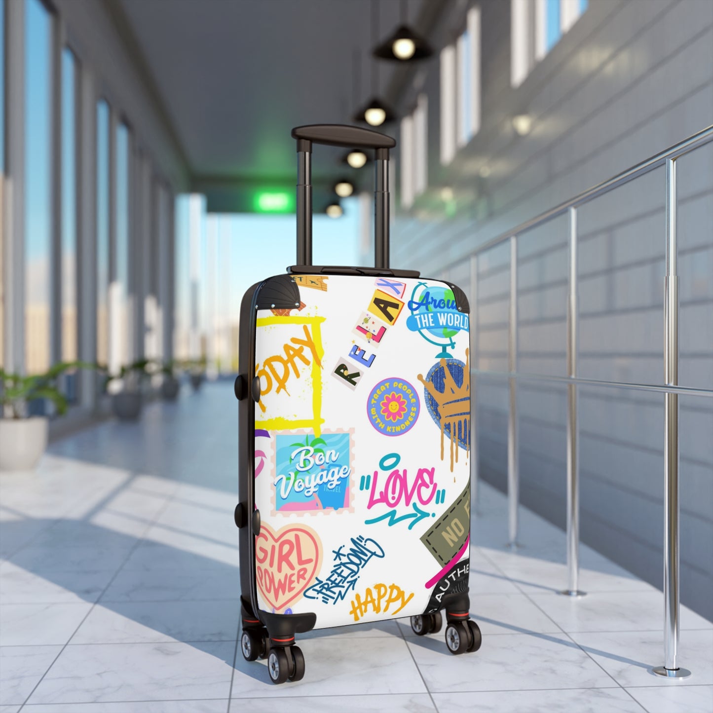 Suitcase with graffiti print
