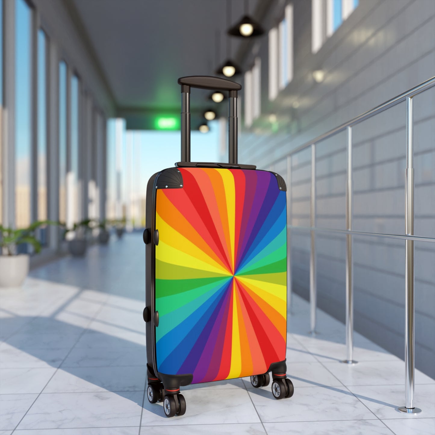 Suitcase with rainbow print