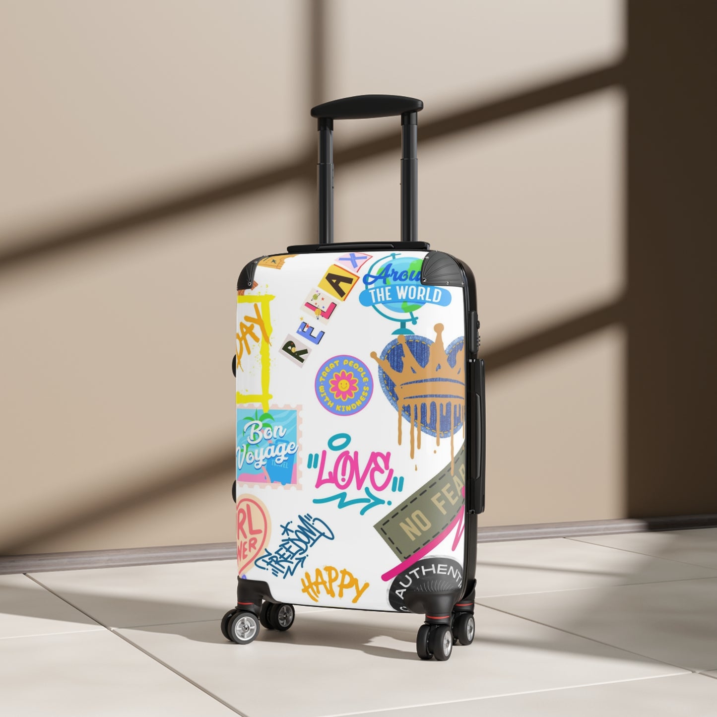 Suitcase with graffiti print