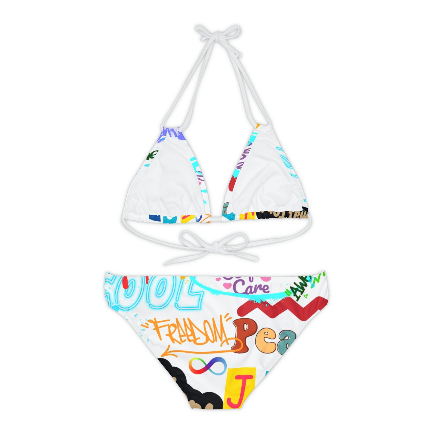 2 piece Graffiti Strappy Bikini Set