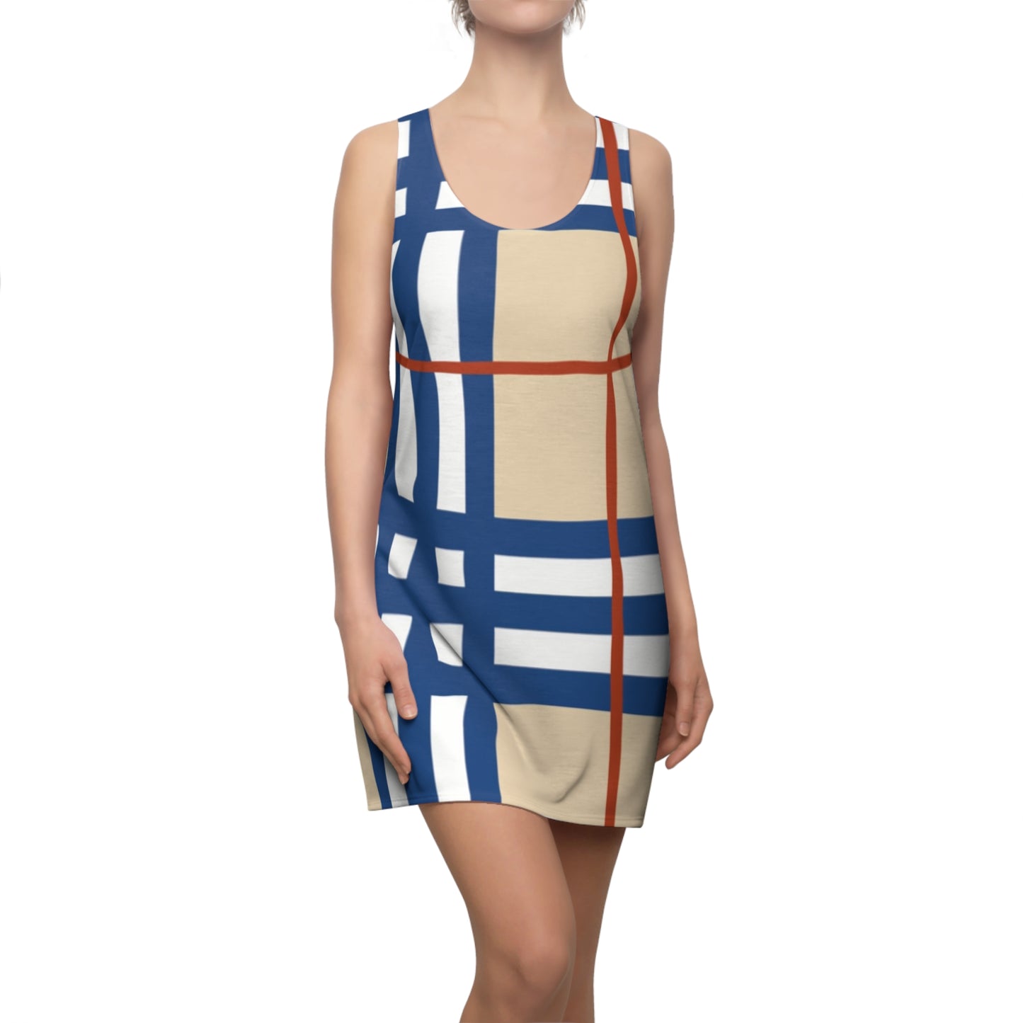 Plaid Cut & Sew Racerback Dress (AOP)