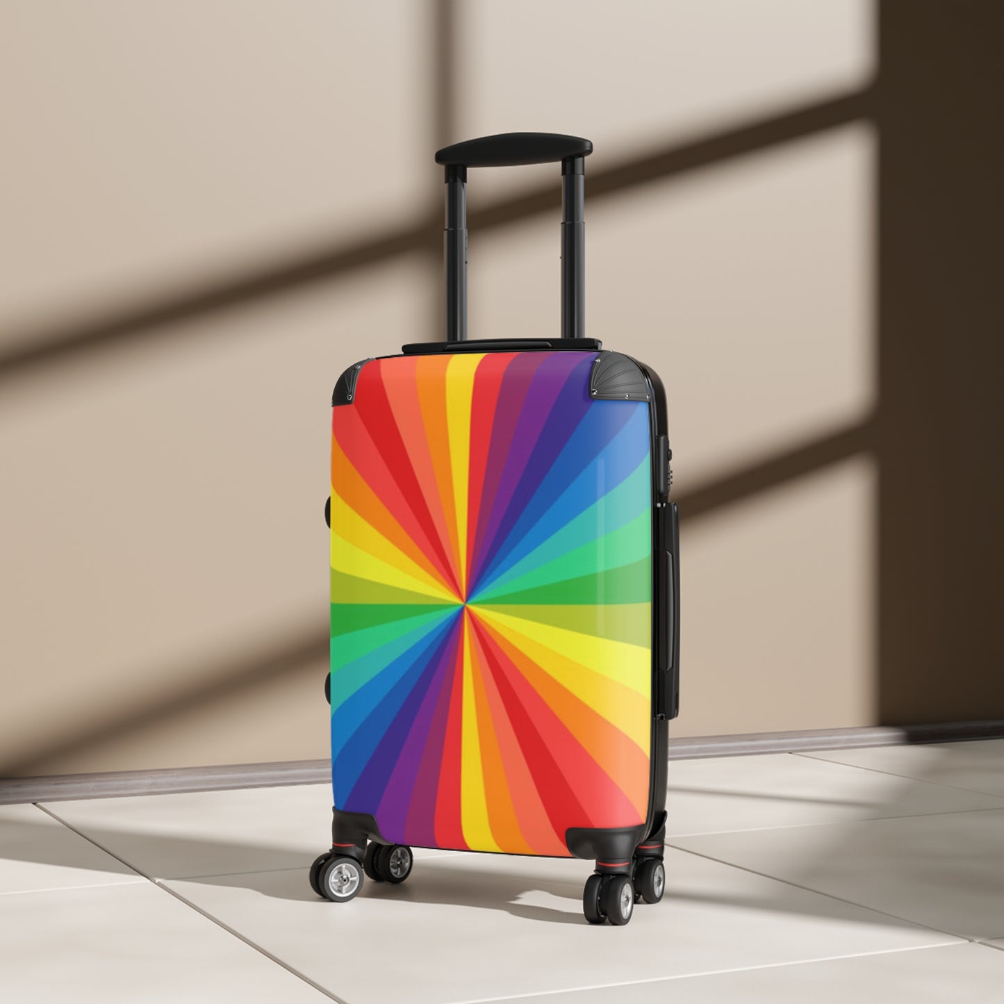 Suitcase with rainbow print