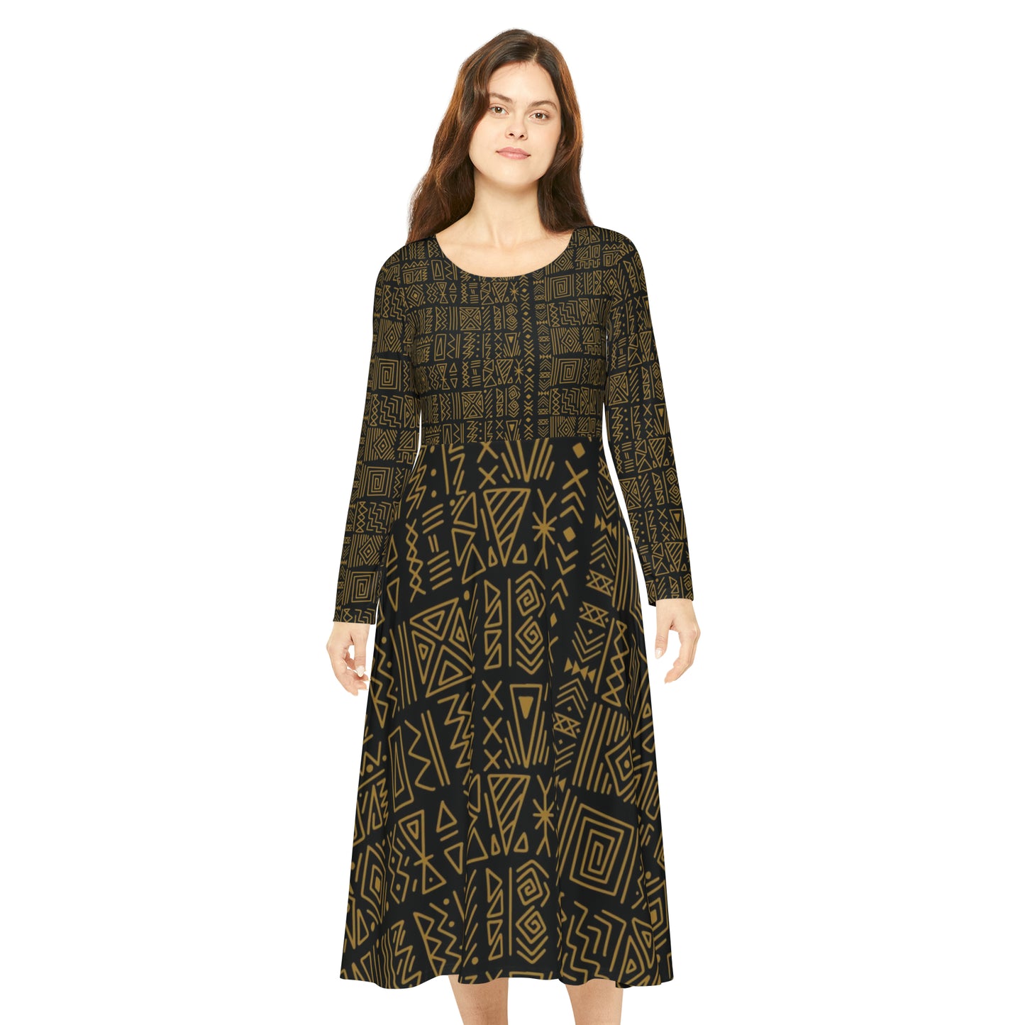 Tribal print Long Sleeve Dance Dress (AOP)
