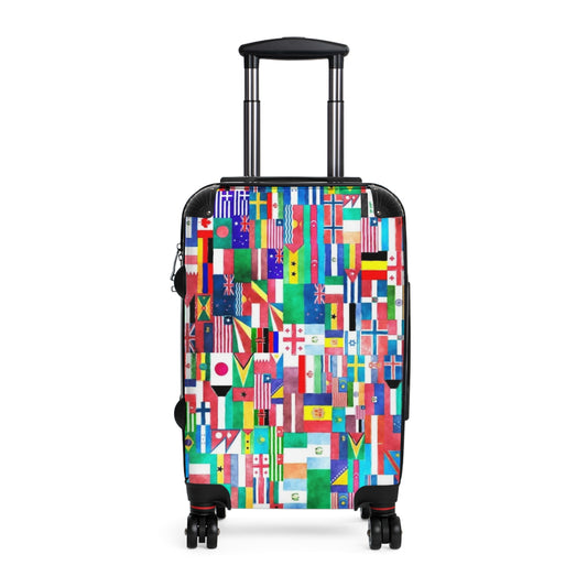 Suitcase with international flags