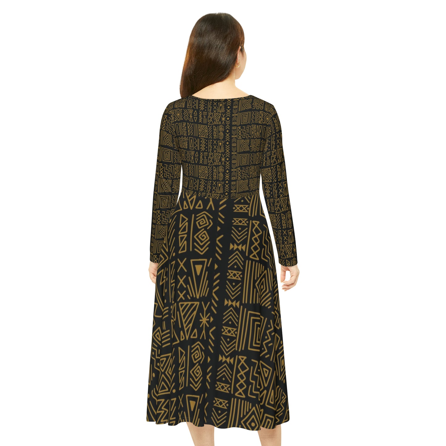 Tribal print Long Sleeve Dance Dress (AOP)