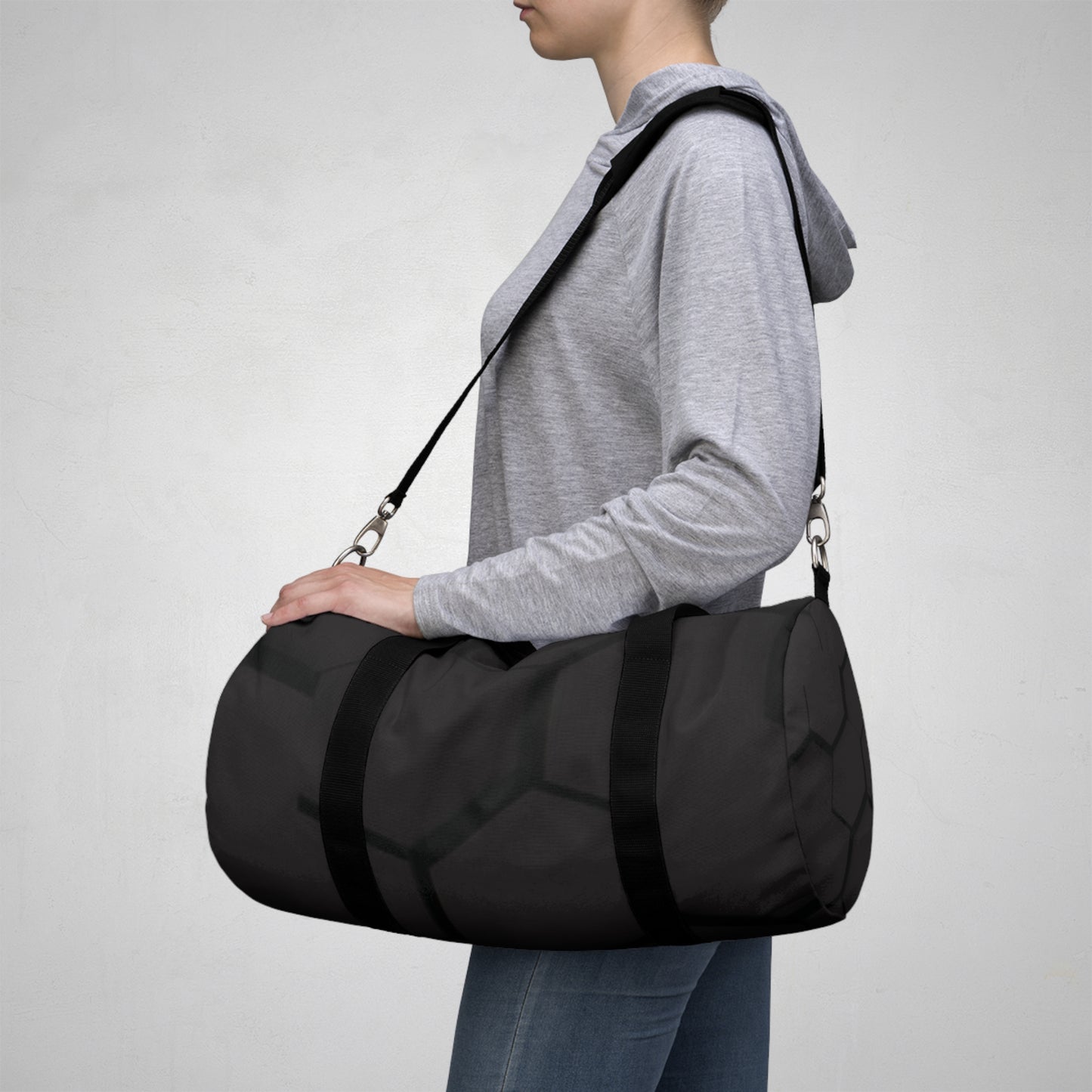 Black Geo Print Duffel Bag