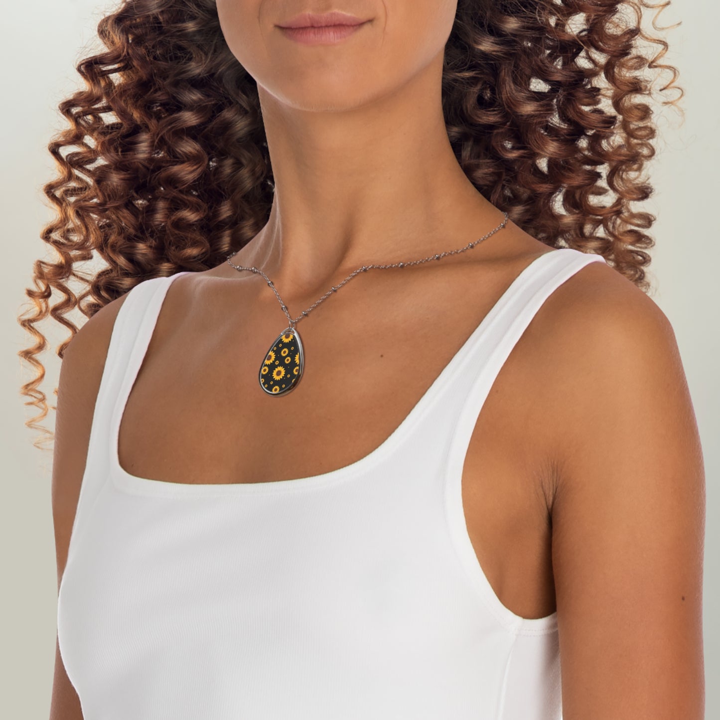 Sunflower Oval Necklace