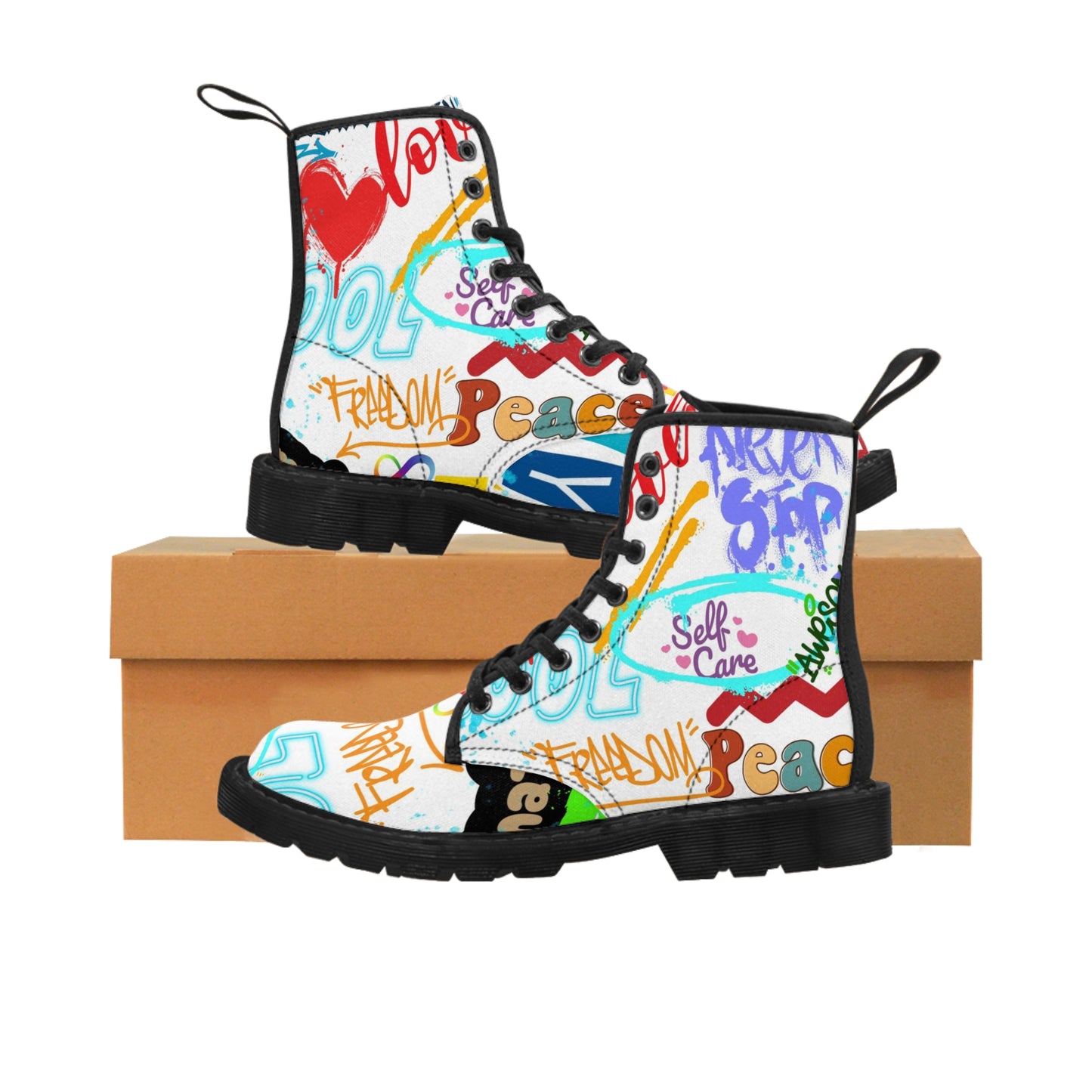 Awesome Women's Graffiti Canvas Boots