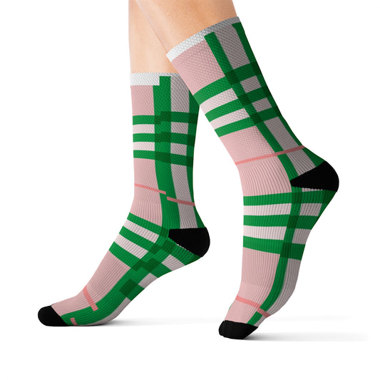 Sublimation Pink and Green Socks